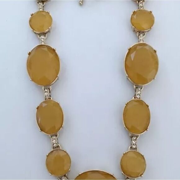ANN TAYLOR GOLD TONE YELLOW CUT CRYSTAL 21" NECKLACE+7.5" BRACELET SET NWOT - Picture 2 of 2
